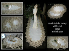 16 Rose Lace Soft Gold & White Ivory Doily Vintage Design Home