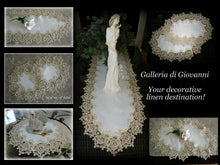 Mantel Shelf Scarf Soft Gold Rose Lace Antique White Lace 90" x 19"