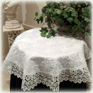 33 X-Large Doily Ivory Princess Lace European Dresser Table Scarf Topper Round Home