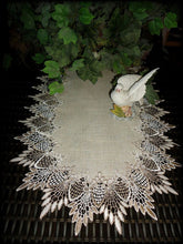 34 Inch Table Runner Dresser Scarf Neutral Feather Earth Tones European Lace Home