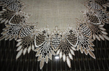 34 Inch Table Runner Dresser Scarf Neutral Feather Earth Tones European Lace Home