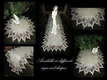 34 Inch Table Runner Dresser Scarf Neutral Feather Earth Tones European Lace Home