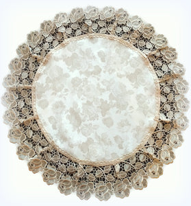 Champagne & Roses Doily Table Topper
