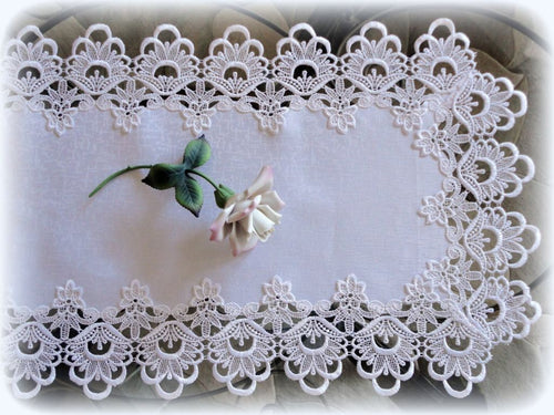 54 Lace Dresser Scarf Table Runner White Flower European Doily Home