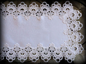 71 Lace Dresser Scarf Table Runner White Flower European Doily Home