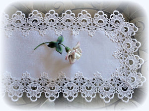 71 Lace Dresser Scarf Table Runner White Flower European Doily Home