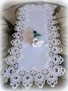 71 Lace Dresser Scarf Table Runner White Flower European Doily Home