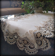 Dresser Scarf Taupe Lace 36 Inch PLUS 2 Round Doilies