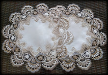 Dresser Scarf Taupe Lace 36 Inch PLUS 2 Round Doilies