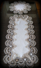Dresser Scarf Taupe Lace 30 Inch PLUS 16" Round Doily