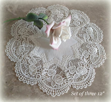 12" Doilies ROYAL ROSE European Lace Set of Three