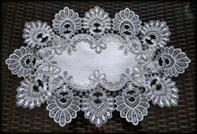 Dresser Scarf Silver Gray Lace Table Runner 54" Antique White PLUS Two Doilies