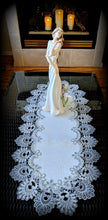 Dresser Scarf Silver Gray Lace Table Runner 54" Antique White PLUS Two Doilies