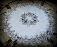 Doily Silver Gray Lace Antique White Ivory 34 Inch Table Topper