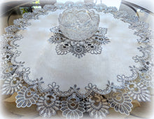 Doily Silver Gray Lace Antique White Ivory 34 Inch Table Topper