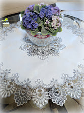 Doily Silver Gray Lace Antique White Ivory 34 Inch Table Topper
