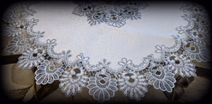 Doily Silver Gray Lace Antique White Ivory 34 Inch Table Topper