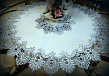 Doily Silver Gray Lace Antique White Ivory 34 Inch Table Topper