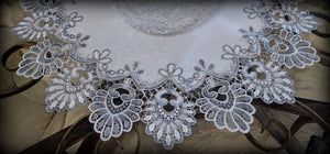 Doily Silver Gray Lace Antique White Ivory 24 Inch