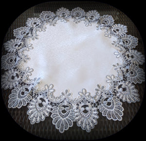 Doily Silver Gray Lace Antique White Ivory 24 Inch