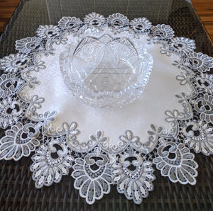 Doily Silver Gray Lace Antique White Ivory 24 Inch