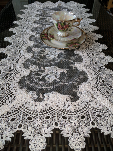 Lace Dresser Scarf Sheer Vintage English Rose 36