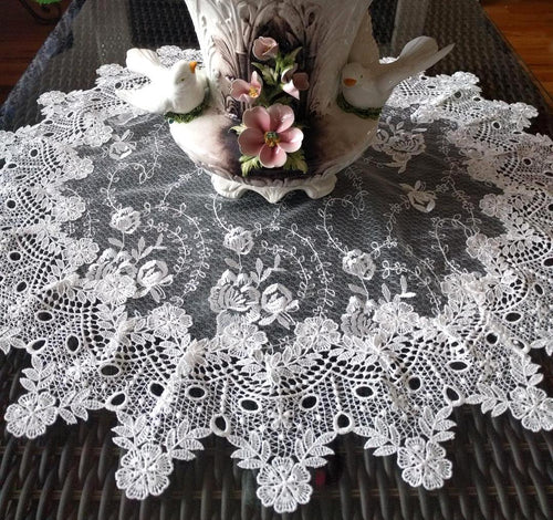 Doily Sheer Vintage English Rose Victorian Large 25 inch