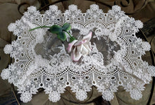 Sheer Vintage English Rose Doilies Set of 2 Place mat or End Table Doilies