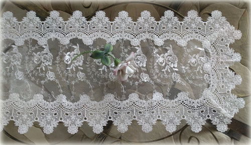 Copy of Lace Dresser Scarf Sheer Vintage English Rose 54