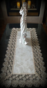 Champagne & Roses Dresser Scarf Table Runner Doily 36" x 16"