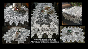 Lace Dresser Scarf Sheer Vintage English Rose 36"