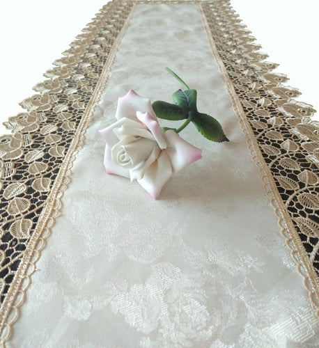 Champagne & Roses Dresser Scarf Table Runner Doily 54