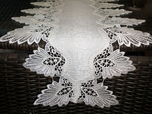 Creamy White Dresser Scarf 64 Formal European Lace Mantel Table Runner Doily Home