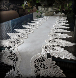 Creamy White Dresser Scarf 64 Formal European Lace Mantel Table Runner Doily Home