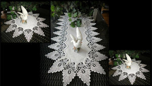 Creamy White Dresser Scarf Runner Plus Two Doilies Formal European Lace Doily Home