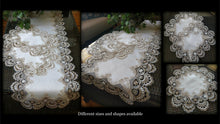 Dresser Scarf Taupe Lace 56 Inch PLUS 2 Doilies 3 Piece Set