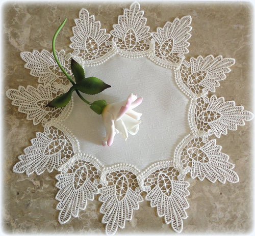 Doily Creamy White Dresser Scarf Formal European Lace Round Topper Home