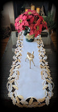Dresser Scarf Gold Mistletoe Christmas Doily 34 Embroidered Holly Table Runner Thanksgiving Home