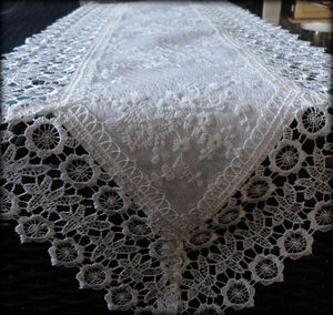 Dresser Scarf Or Mantel Shelf Runner Ivory Princess Lace European Home