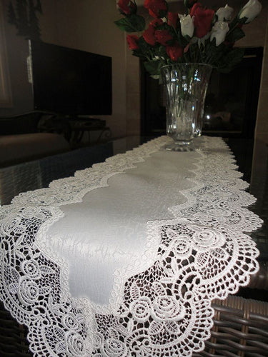 Dresser Scarf Royal Rose European Lace White Mantel Or Shelf Table Runner 65 Inch Home