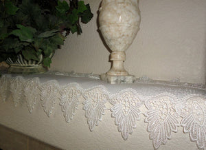 Four Piece Set Creamy White Mantel Scarf Plus Three Doilies Formal European Lace Home