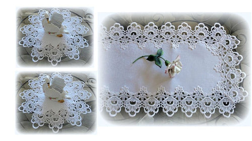 Gift Set 54 Lace Dresser Scarf Table Runner White Flower European Doily Home