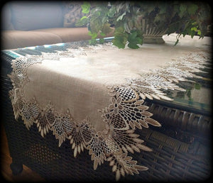 Lace 54 Table Runner Dresser Scarf Neutral Earth Tones European Runner Scarf