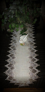 Lace 65 Table Runner Dresser Scarf Neutral Earth Tones Mantel Shelf European Home