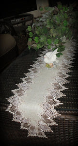 Lace 65 Table Runner Dresser Scarf Neutral Earth Tones Mantel Shelf European Home