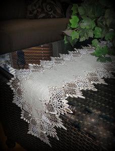 Lace 65 Table Runner Dresser Scarf Neutral Earth Tones Mantel Shelf European Home