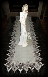 Lace 72 Table Runner Dresser Scarf Neutral Doily Earth Tones European Home