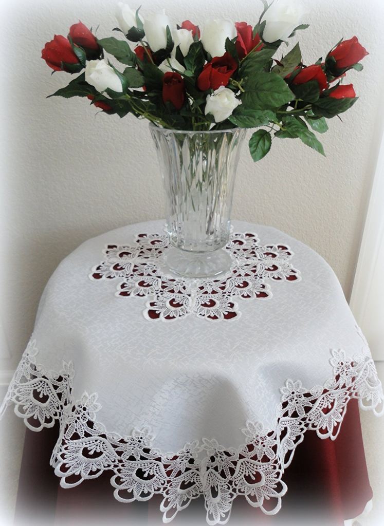 Lace Tablecloth Table Topper White Flower 34 Square Home