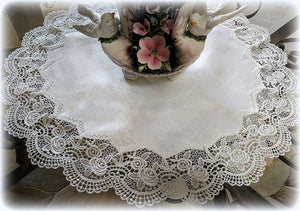 Large Doily Royal Rose European Lace White Topper Dresser Scarf 23 Round Home