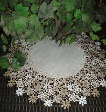 Large Doily Sophisticated Floral Lace Table Topper Dresser Scarf Neutral Earth Tones Home